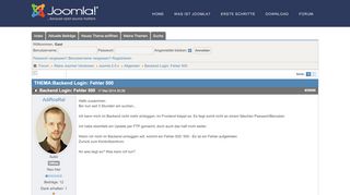 
                            5. Backend Login: Fehler 500 - Joomla Forum - Hilfe zu Joomla