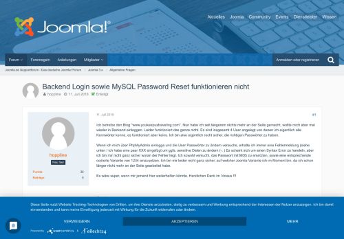 
                            4. Backend Login sowie MySQL Password Reset funktionieren nicht ...