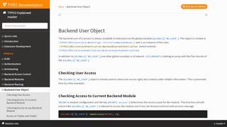 
                            3. Backend User Object — TYPO3 Explained latest (9-dev) documentation