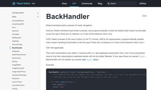 
                            12. BackHandler · React Native - Facebook Open Source