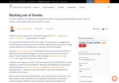 
                            9. Backing out of iSentia - Intelligent Investor