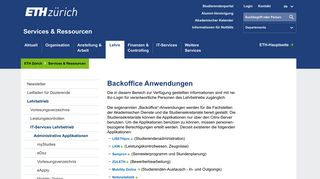 
                            13. Backoffice Anwendungen – Services & Ressourcen | ETH Zürich