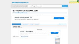 
                            12. backoffice.paid2save.com at WI. Paid2Save Login - Website Informer
