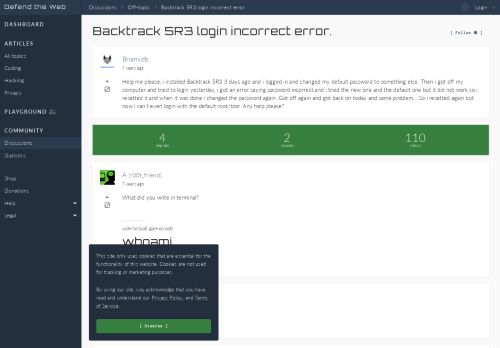 
                            13. Backtrack 5R3 login incorrect error. - HackThis!!