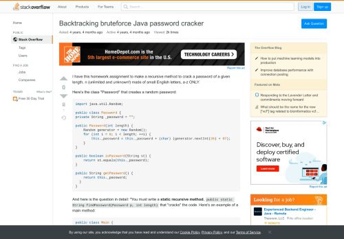 
                            1. Backtracking bruteforce Java password cracker - Stack Overflow
