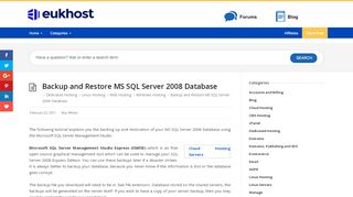 
                            13. Backup and Restore MS SQL Server 2008 Database - eUKhost