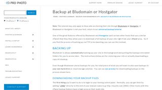 
                            12. Backup at Bludomain or Hostgator - ProPhoto Support