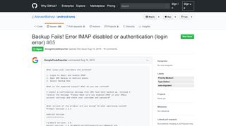 
                            5. Backup Fails! Error IMAP disabled or authentication (login error) - GitHub