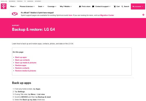 
                            8. Backup & restore: LG G4 | T-Mobile Support