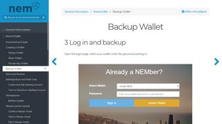 
                            3. Backup Wallet | NEM Documentation