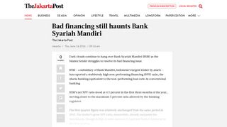 
                            9. Bad financing still haunts Bank Syariah Mandiri - Thu, June 16 2016 ...