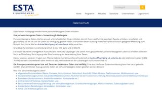 
                            8. Bad Oeynhausen ESTA-Bildungswerk: Datenschutz