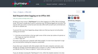 
                            8. Bad Request when logging on to Office 365 - Zumey Digital Media ...