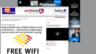 
                            13. Baden-WLAN auch in Baden-Baden nicht aufzuhalten – „Bühl leider ...