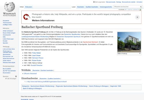 
                            6. Badischer Sportbund Freiburg – Wikipedia