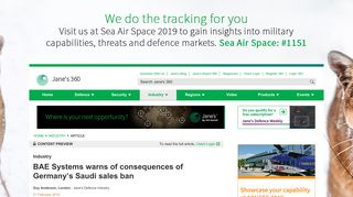
                            1. BAE Systems warns of consequences of Germany's Saudi sales ban ...
