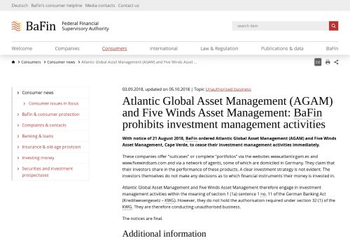 
                            12. BaFin - Consumer news - Atlantic Global Asset Management (AGAM ...