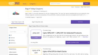 
                            6. Bag It Today Coupons & Offers → Upto 60% + Extra 20% Promo Codes