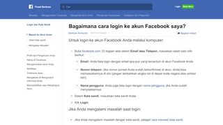 
                            3. Bagaimana cara masuk ke akun Facebook saya? | Pusat Bantuan ...