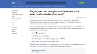 
                            2. Bagaimana cara menghapus informasi masuk yang ... - Facebook