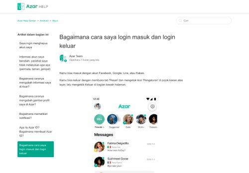 
                            6. Bagaimana cara saya login masuk dan login keluar – Azar Help Center