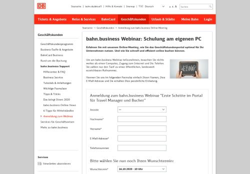 
                            13. bahn.business: Anmeldung zum Online-Meeting - Deutsche Bahn