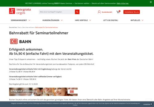 
                            5. Bahnrabatt für Seminarteilnehmer - Integrata