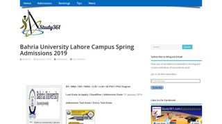 
                            7. Bahria University Lahore Campus Spring Admissions 2019