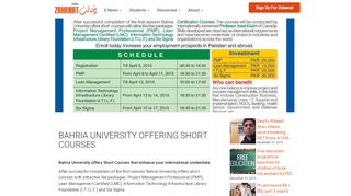 
                            9. Bahria University offering Short Courses - Zahanat.com