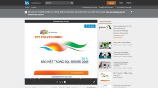 
                            9. Bài 6: Bảo mật trong SQL SERVER 2008 - Giáo trình FPT - SlideShare