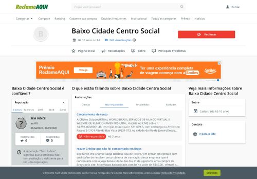 
                            9. Baixo Cidade Centro Social - Reclame Aqui