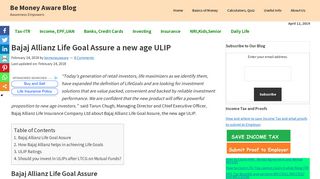 
                            9. Bajaj Allianz Life Goal Assure a new age ULIP - Be Money Aware Blog