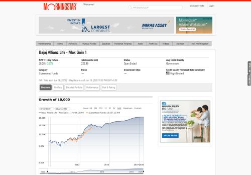 
                            12. Bajaj Allianz Life - Max Gain 1 - Morningstar India