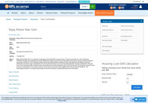 
                            10. Bajaj Allianz Max Gain - IIFL - BSE/NSE, India Stock Market ...