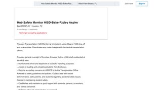 
                            8. BAKERRIPLEY hiring Hub Safety Monitor HISD-BakerRipley Aspire in ...