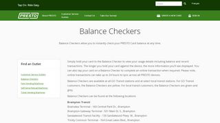 
                            7. Balance Checkers – Find an Outlet | PRESTO: Tap On. Ride Easy.