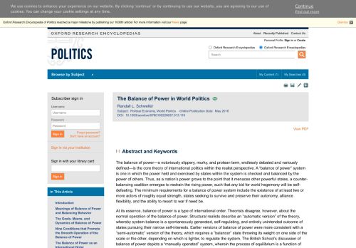 
                            10. Balance of Power in World Politics - Oxford Research Encyclopedia of ...