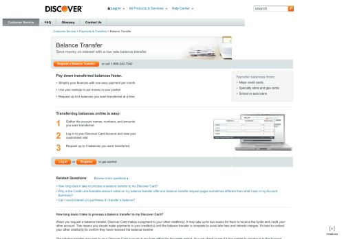 
                            8. Balance Transfer - Low Interest Balance Transfer Offers | Discover Card