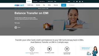 
                            5. Balance Transfer On EMI – Pay your credit card bill on EMI| SBI Card
