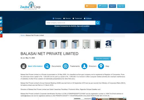 
                            12. BALASAI NET PRIVATE LIMITED - Company, directors and contact ...