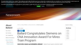 
                            8. Ballard Congratulates Siemens on CNA Innovation Award For Mireo ...