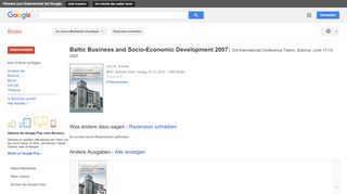 
                            9. Baltic Business and Socio-Economic Development 2007: 3rd ... - Google Books-Ergebnisseite