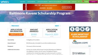 
                            10. Baltimore Ravens Scholarship Program Details - Apply Now | Unigo