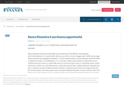 
                            12. Banca Dinamica è una buona opportunità - Altroconsumo