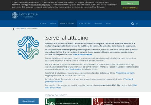 
                            12. Banca d'Italia - Servizi al cittadino