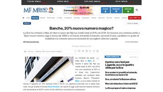 
                            7. Banche, 20% nuovo numero magico? - MilanoFinanza.it