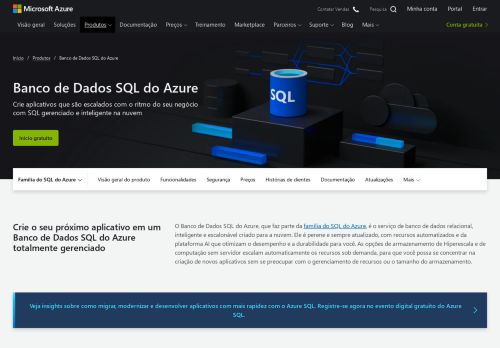 
                            4. Banco de Dados SQL – Banco de Dados em Nuvem ... - Microsoft Azure