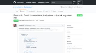 
                            11. Banco do Brasil transactions fetch does not work anymore. · Issue ...