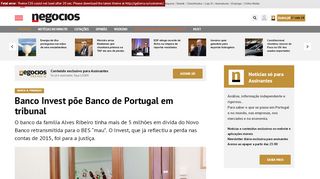 
                            5. Banco Invest põe Banco de Portugal em tribunal - Banca & Finanças ...