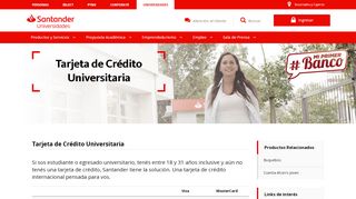 
                            4. Banco Santander Uruguay | Tarjeta de crédito universitaria